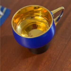 Karlskrona Kvalitini Porcelain Gloria Tea Cup, Blue, Gold